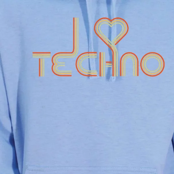 Techno Lover I Love Techno Retro Unisex Surf Hoodie