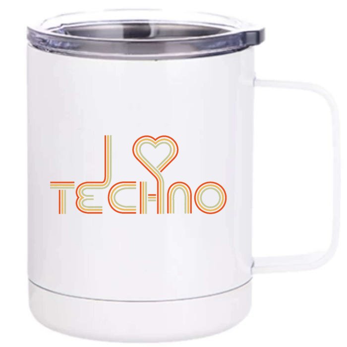 Techno Lover I Love Techno Retro Front & Back 12oz Stainless Steel Tumbler Cup