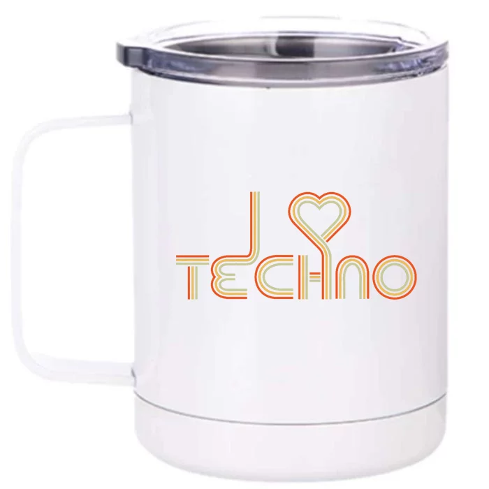 Techno Lover I Love Techno Retro Front & Back 12oz Stainless Steel Tumbler Cup