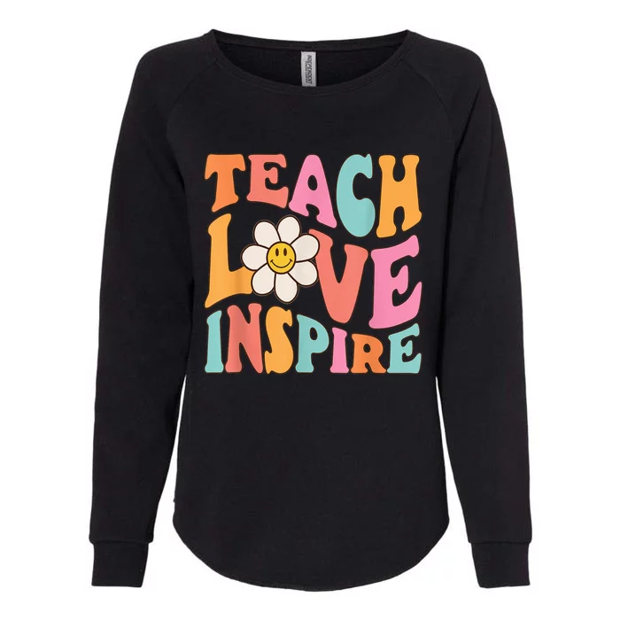 Teach Love Inspire Retro Funny Back To School Teachers Girls Womens California Wash Sweatshirt