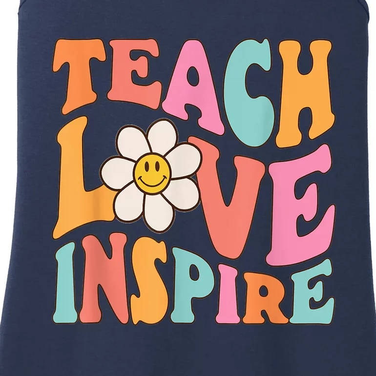 Teach Love Inspire Retro Funny Back To School Teachers Girls Ladies Essential Tank