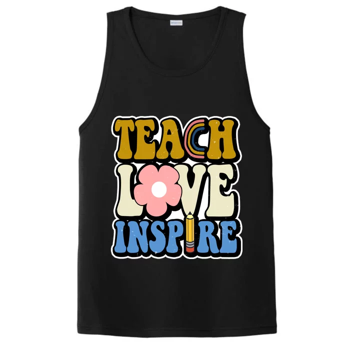 Teach Love Inspire Retro Gift For Teacher Performance Tank