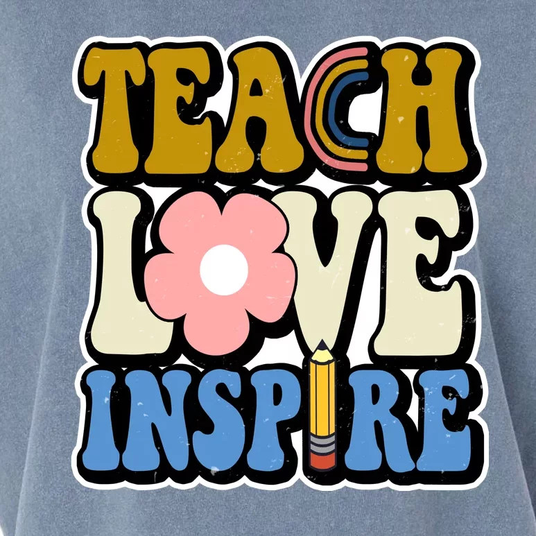 Teach Love Inspire Retro Gift For Teacher Garment-Dyed Women's Muscle Tee