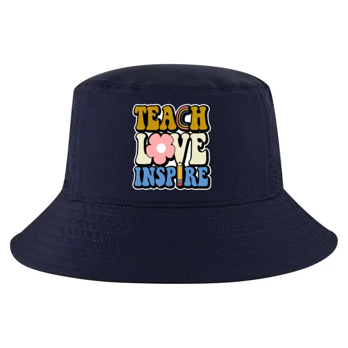 Teach Love Inspire Retro Gift For Teacher Cool Comfort Performance Bucket Hat