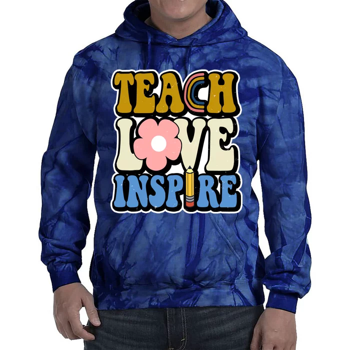 Teach Love Inspire Retro Gift For Teacher Tie Dye Hoodie