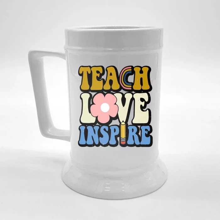 Teach Love Inspire Retro Gift For Teacher Front & Back Beer Stein