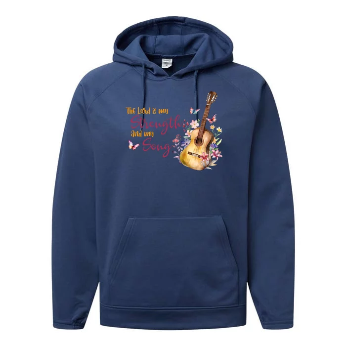 The Lord Is My Strength And My Song Guitar Performance Fleece Hoodie