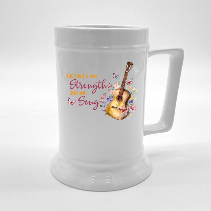 The Lord Is My Strength And My Song Guitar Front & Back Beer Stein