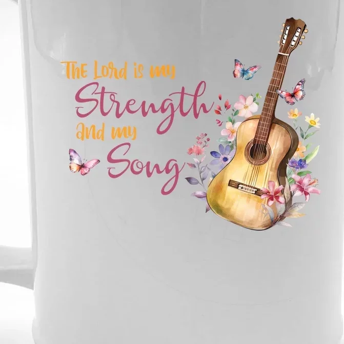 The Lord Is My Strength And My Song Guitar Front & Back Beer Stein