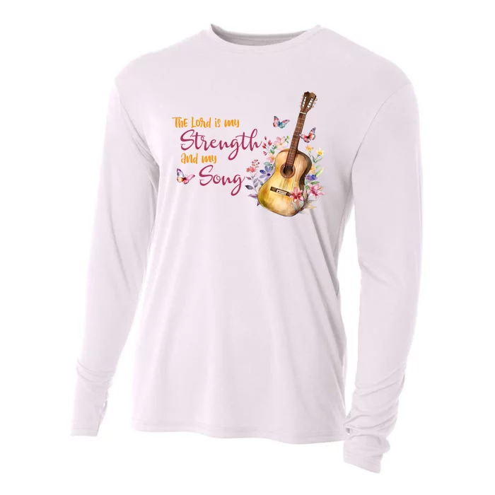 The Lord Is My Strength And My Song Guitar Cooling Performance Long Sleeve Crew