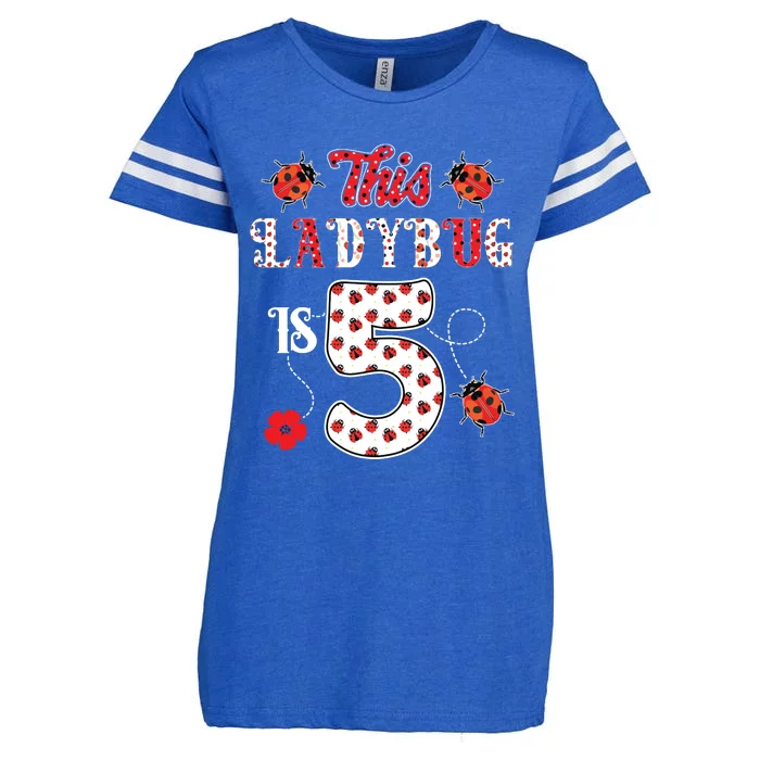 This Ladybug Is 5 Years Old 5th Birthday Family Ladybug Enza Ladies Jersey Football T-Shirt