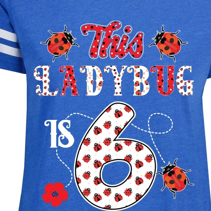 This Ladybug Is 6 Years Old 6th Birthday Family Ladybug Enza Ladies Jersey Football T-Shirt