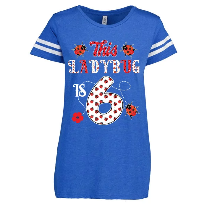 This Ladybug Is 6 Years Old 6th Birthday Family Ladybug Enza Ladies Jersey Football T-Shirt