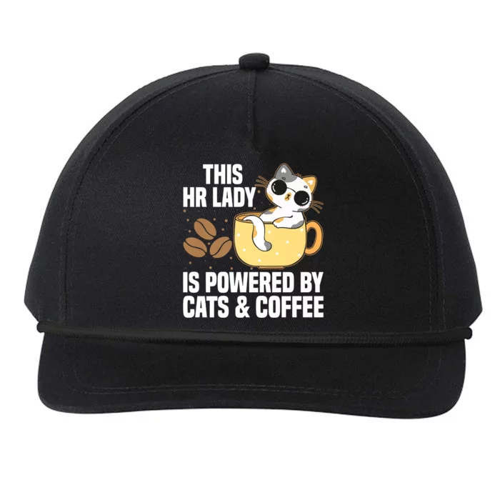 This Lady Is Powered By Cats & Coffee Expressive Design Snapback Five-Panel Rope Hat