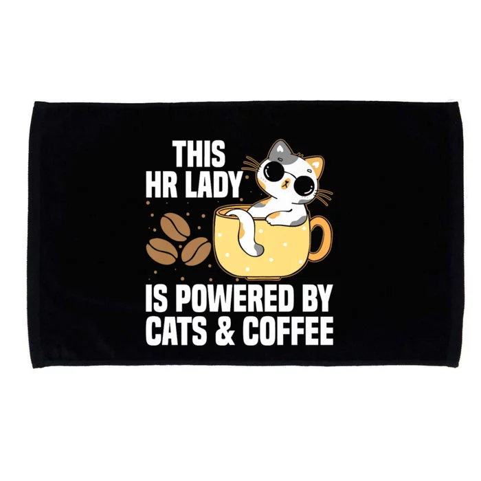 This Lady Is Powered By Cats & Coffee Expressive Design Microfiber Hand Towel