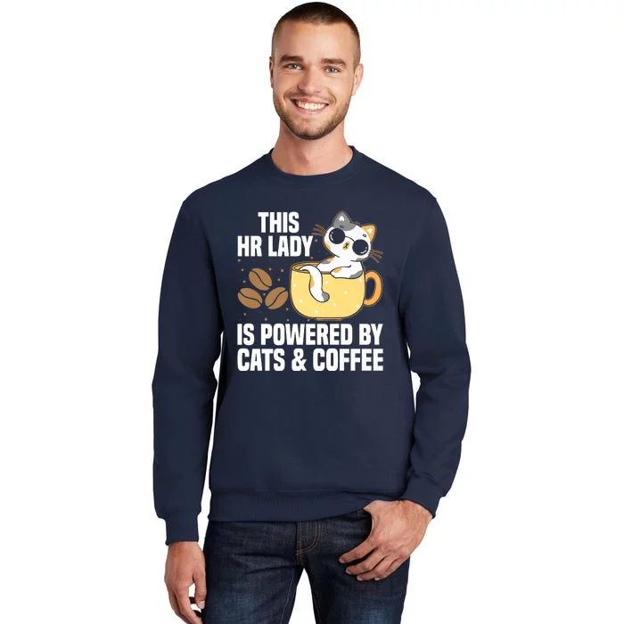 This Lady Is Powered By Cats & Coffee Expressive Design Sweatshirt