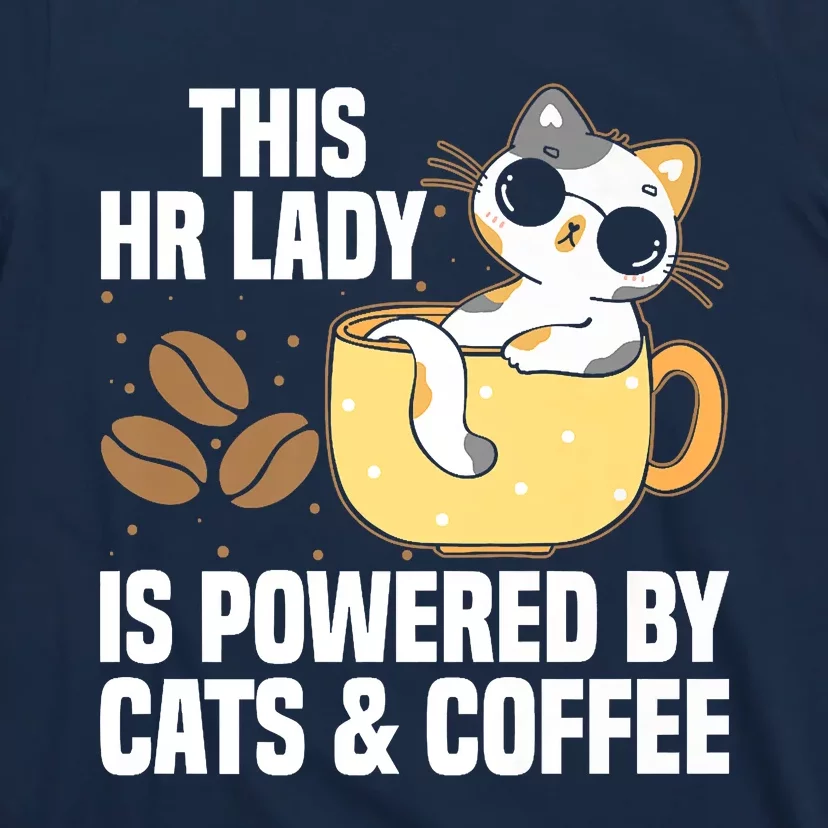 This Lady Is Powered By Cats & Coffee Expressive Design T-Shirt