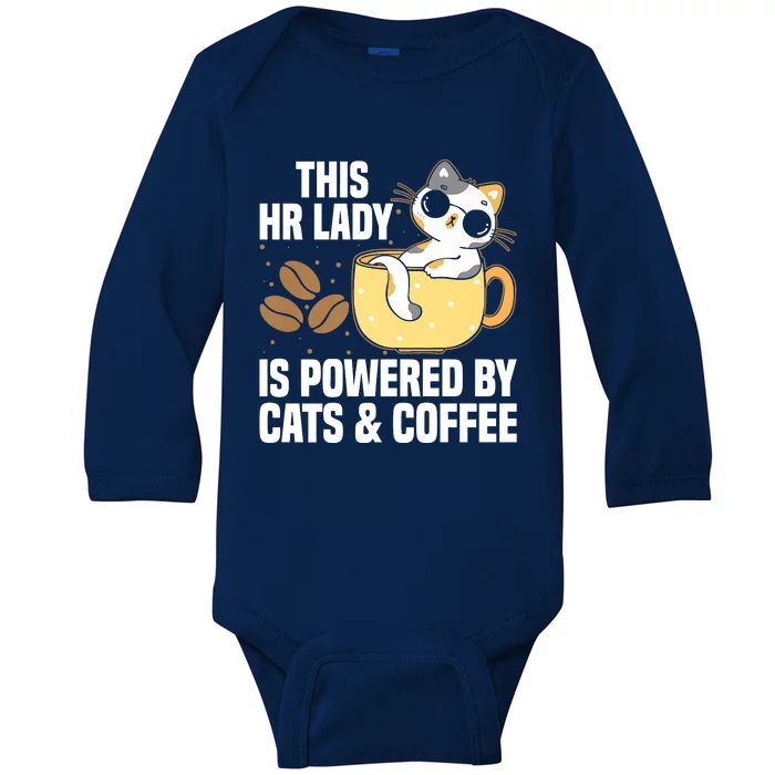 This Lady Is Powered By Cats & Coffee Expressive Design Baby Long Sleeve Bodysuit