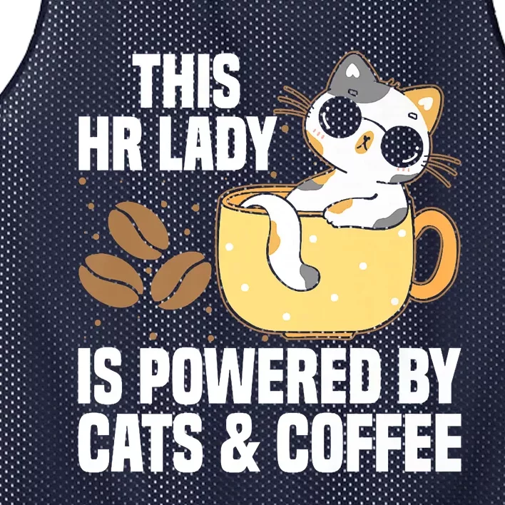 This Lady Is Powered By Cats & Coffee Expressive Design Mesh Reversible Basketball Jersey Tank