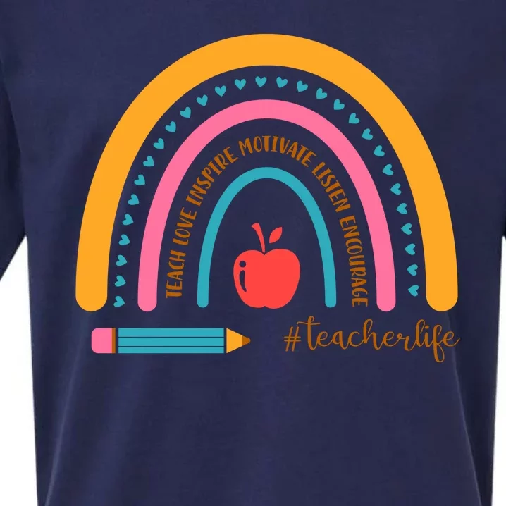 Teacher Life Inspire Rainbow Cute Gift Sueded Cloud Jersey T-Shirt