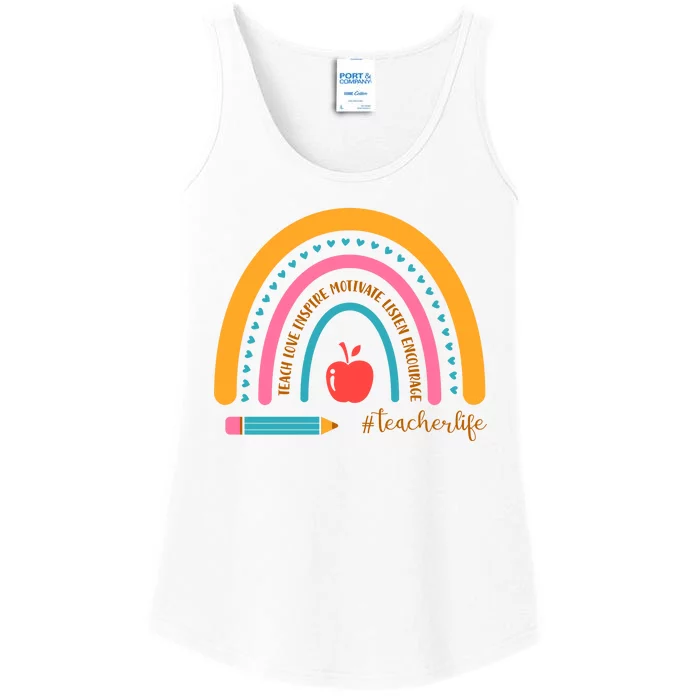 Teacher Life Inspire Rainbow Cute Gift Ladies Essential Tank