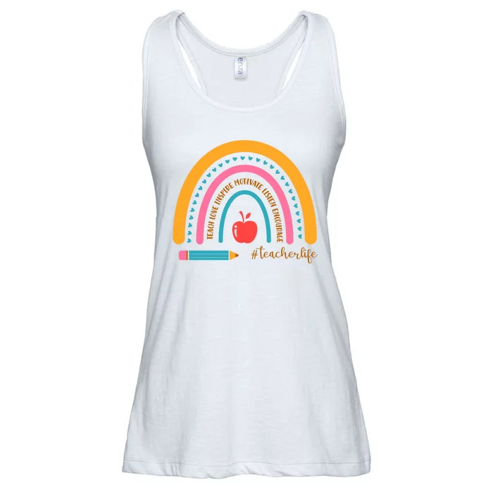 Teacher Life Inspire Rainbow Cute Gift Ladies Essential Flowy Tank