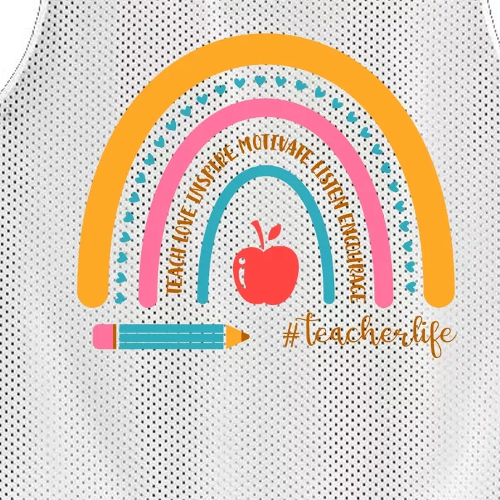 Teacher Life Inspire Rainbow Cute Gift Mesh Reversible Basketball Jersey Tank