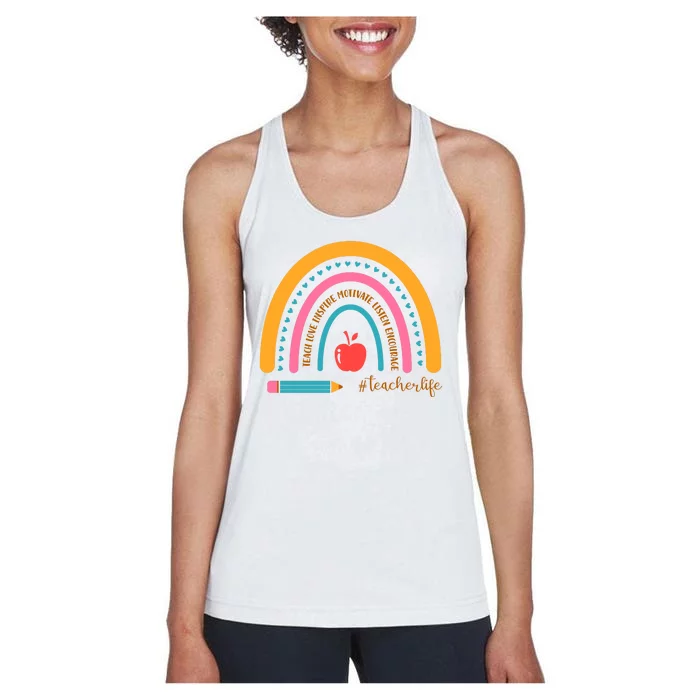 Teacher Life Inspire Rainbow Cute Gift Women's Racerback Tank