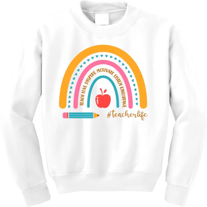 Teacher Life Inspire Rainbow Cute Gift Kids Sweatshirt