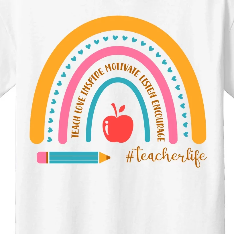 Teacher Life Inspire Rainbow Cute Gift Kids T-Shirt