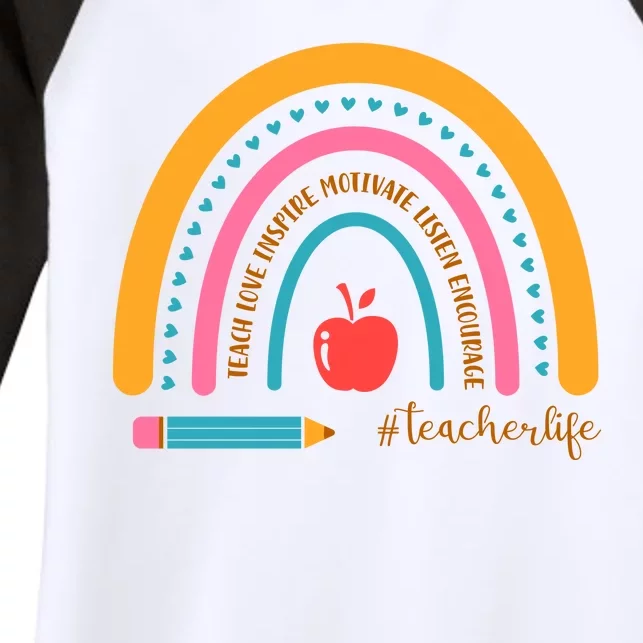 Teacher Life Inspire Rainbow Cute Gift Women's Tri-Blend 3/4-Sleeve Raglan Shirt