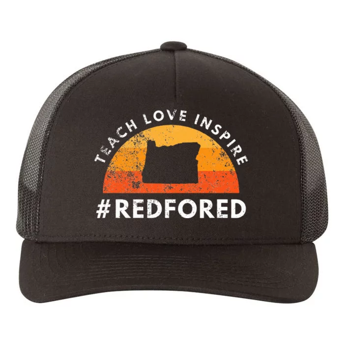 Teach Love Inspire Red For Ed Oregon Teacher Yupoong Adult 5-Panel Trucker Hat