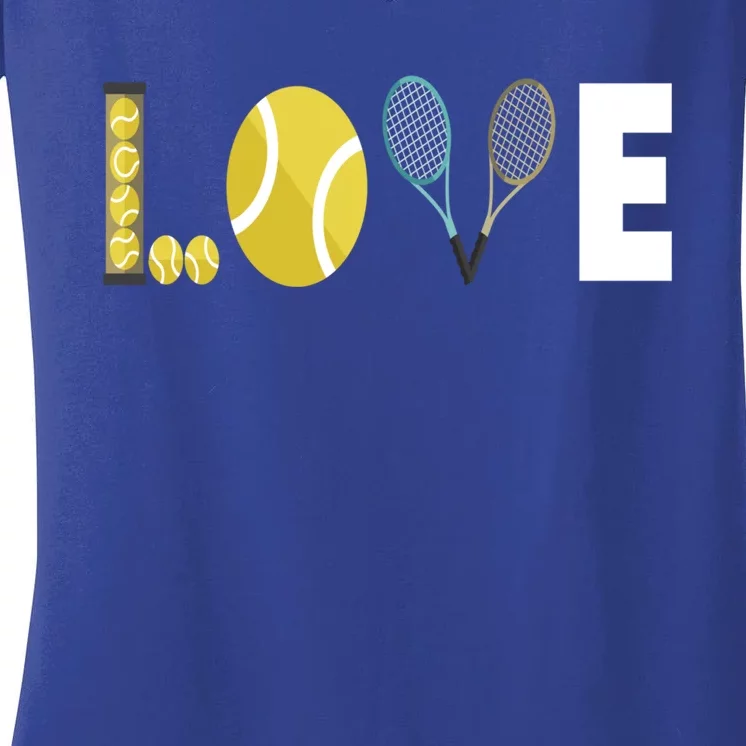 Tennis Love I Tennis Racket Tennis Ball Tennis Player Sport Gift Women's V-Neck T-Shirt