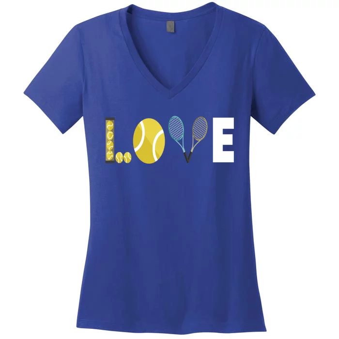 Tennis Love I Tennis Racket Tennis Ball Tennis Player Sport Gift Women's V-Neck T-Shirt