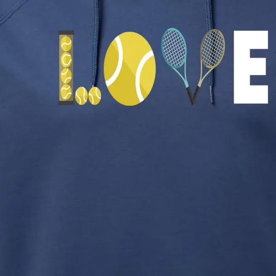 Tennis Love I Tennis Racket Tennis Ball Tennis Player Sport Gift Performance Fleece Hoodie