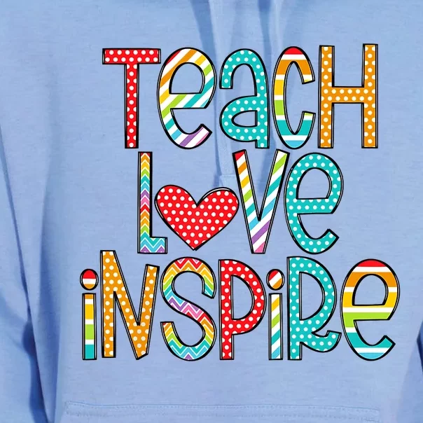 Teach Love Inspire First Day Back To School Teachers Women Unisex Surf Hoodie