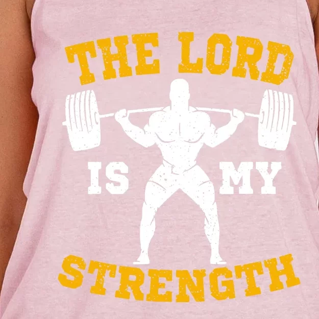 The Lord Is My Strengths Christian Gym Jesus Workout Women's Knotted Racerback Tank