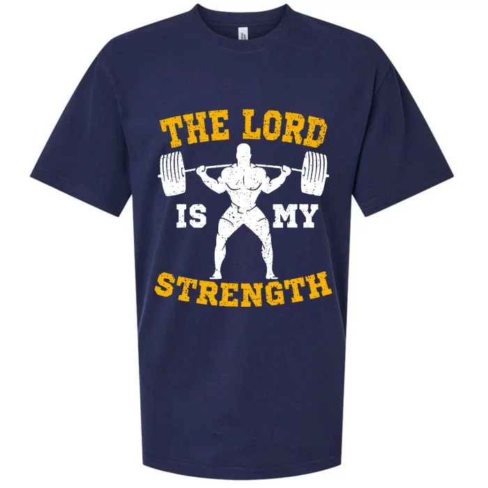 The Lord Is My Strengths Christian Gym Jesus Workout Sueded Cloud Jersey T-Shirt