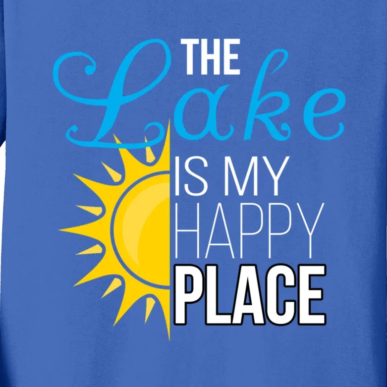 The Lake Is My Happy Place Wife Friend Grandma Dad Mom Gift Kids Long Sleeve Shirt