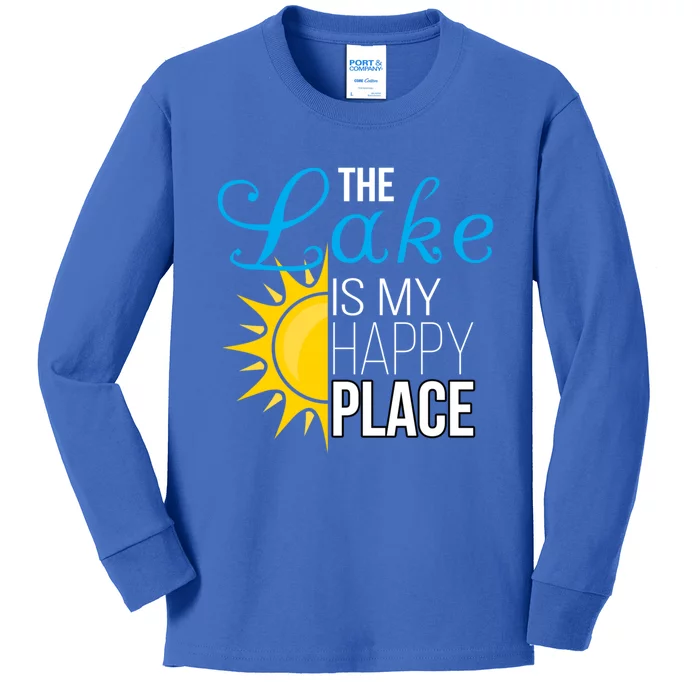 The Lake Is My Happy Place Wife Friend Grandma Dad Mom Gift Kids Long Sleeve Shirt