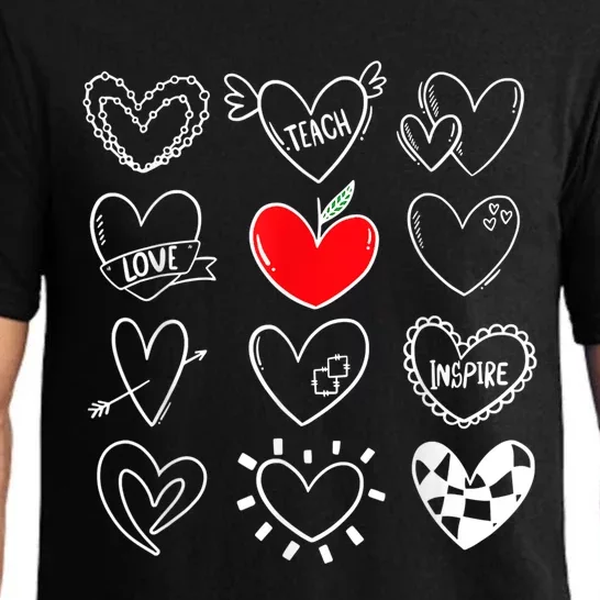 Teach Love Inspire Hearts Valentines Day Shirts For Teachers Pajama Set