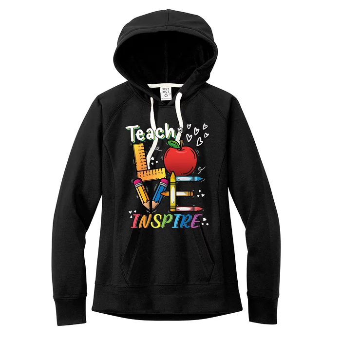 Teach Love Inspire Back To School Theme Women's Fleece Hoodie