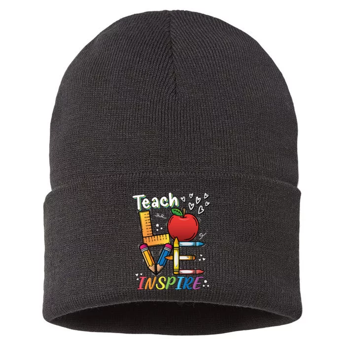 Teach Love Inspire Back To School Theme Sustainable Knit Beanie