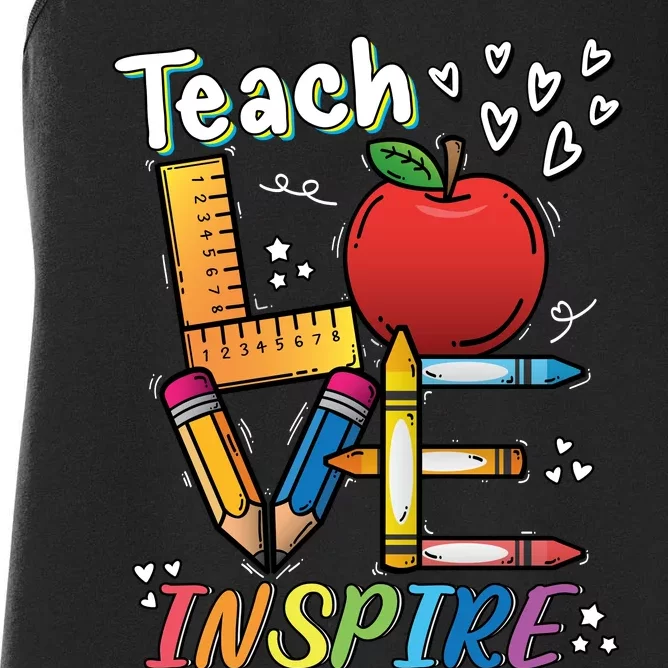 Teach Love Inspire Back To School Theme Women's Racerback Tank