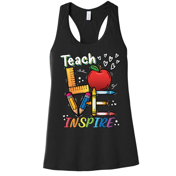 Teach Love Inspire Back To School Theme Women's Racerback Tank