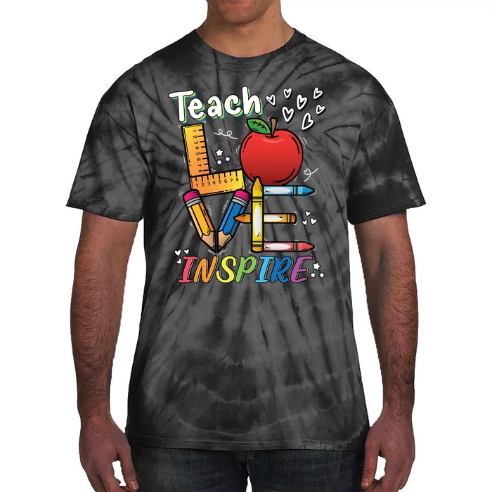 Teach Love Inspire Back To School Theme Tie-Dye T-Shirt