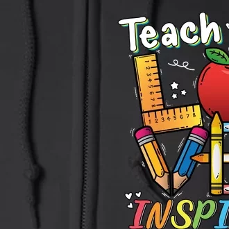 Teach Love Inspire Back To School Theme Full Zip Hoodie