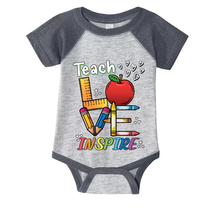 Teach Love Inspire Back To School Theme Infant Baby Jersey Bodysuit