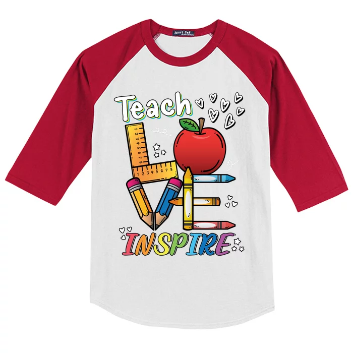 Teach Love Inspire Back To School Theme Kids Colorblock Raglan Jersey