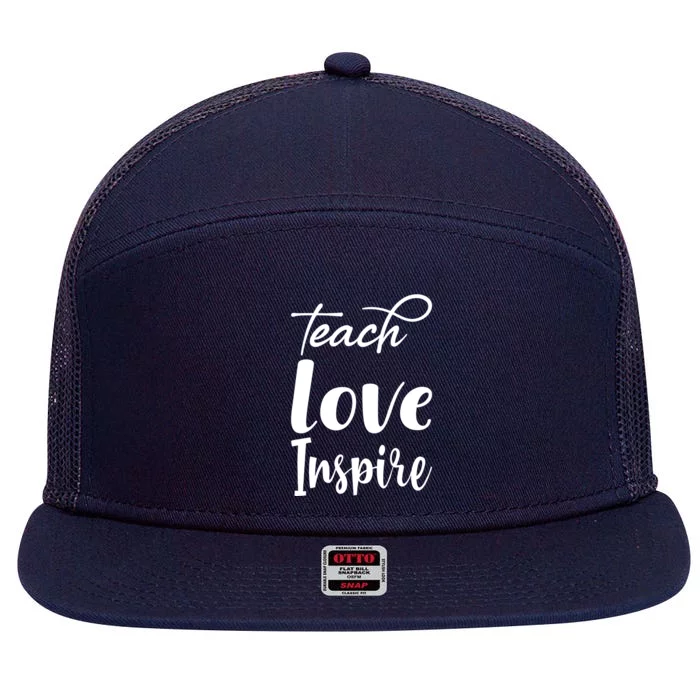 Teach Love Inspire 7 Panel Mesh Trucker Snapback Hat